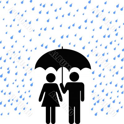 Secure Umbrella Couple Rain