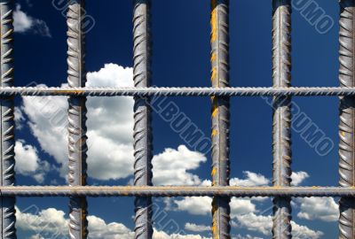 Iron bars on a blue sky