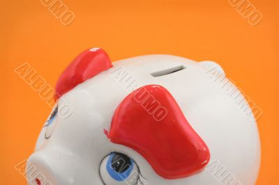 piggy bank on orange