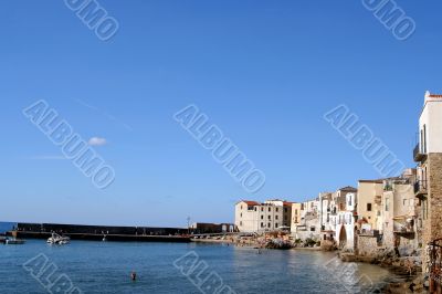 Old town Cefalu in Sicily at summer