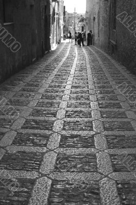 Old town Eriche in Sicily at summer