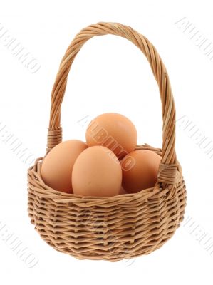 basket full of eggs - pure white background