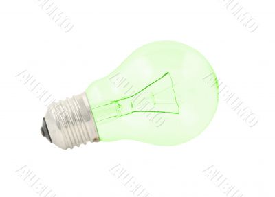 green bulb on pure white background