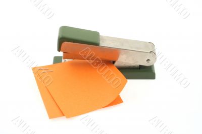 stapler at work on white background