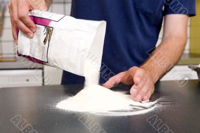 Making Pasta - Pouring Flour