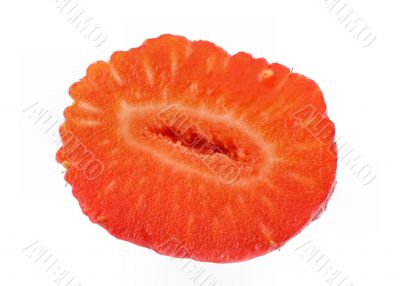 real macro of a sliced with a knife strawberry