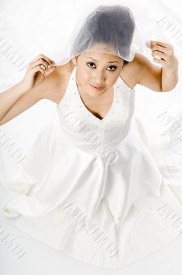 Asian Woman In Wedding Dress