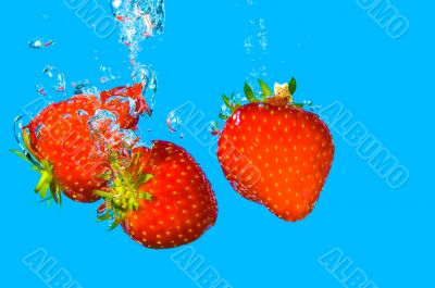 Strawberry Fruit Dropped in Water