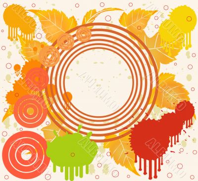 Grunge floral background in orange design