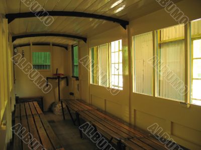 interior of old railway carriage
