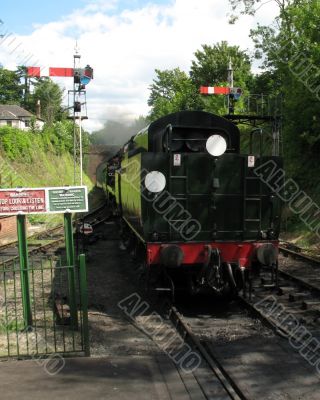 heritage train reversing into station