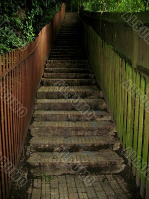 View up stepped alleyway