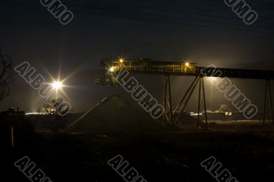 Coal Stock Pile and Conveyor at Night