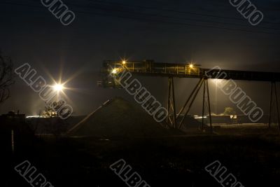 Coal Stock Pile and Conveyor at Night Coal Stock Pile and Conveyor at Night