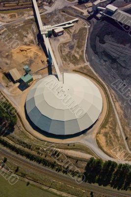 Aerial: Coal Power Station - Coal Dry Storage Shed