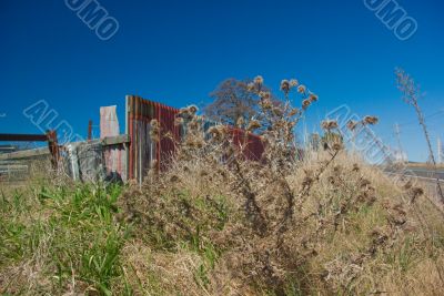 Dilapidated Roadside Corrugated Iron Fence Dilapidated Roadside Corrugated Iron Fence