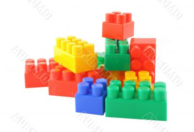 stack of colorful building blocks - pure white background