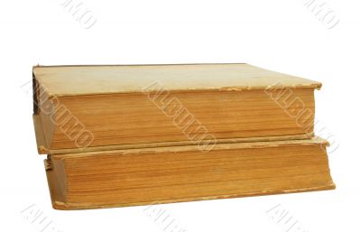 two vintage books - pure white background