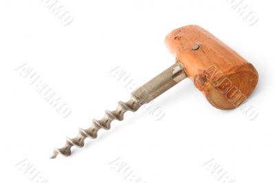 vintage cork-screw on white