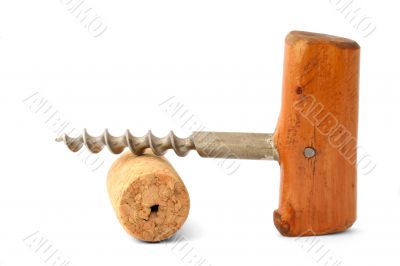 vintage cork-screw on white