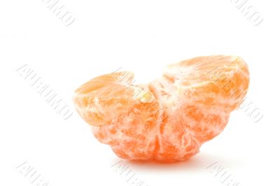 lonely peeled tangerine on white