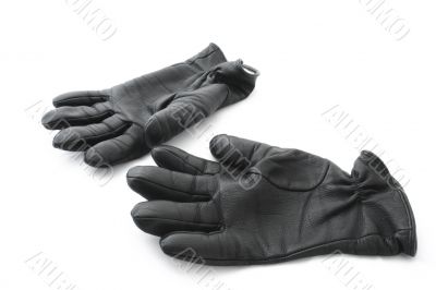 black leather gloves