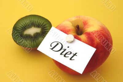 kiwi and apple with a diet note
