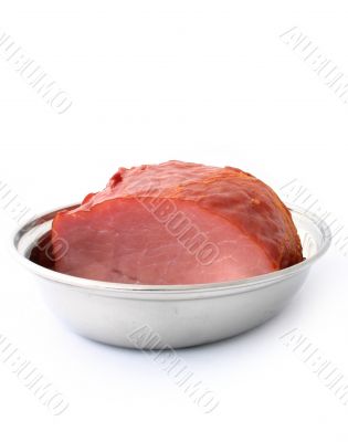 juicy loin inside a metal platte juicy loin inside a metal platte