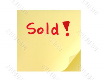 post-it note with handwritten SOLD sign