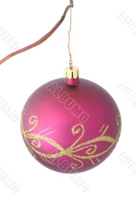 purple christmas ball - isolated