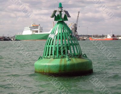 green navigation buoy