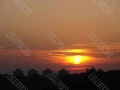 Sunset landscape scene with colorful evening sky Sunset landscape scene with colorful evening sky