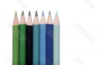 Blue Green Set Of Coloured Pencils