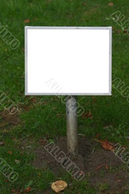blank lawn signpost