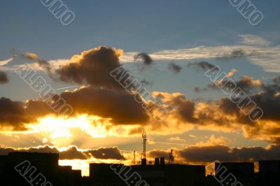 sunset at the housing estate