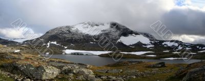 Panoramic view of mountain plato in Norway