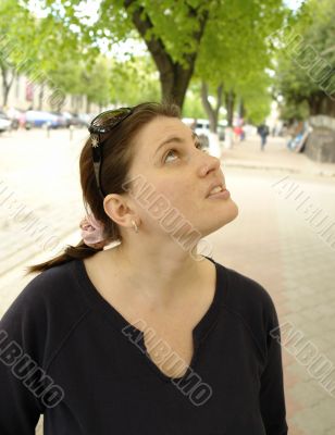 woman in city street