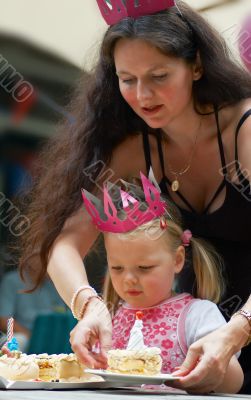 Mother and child on birthday