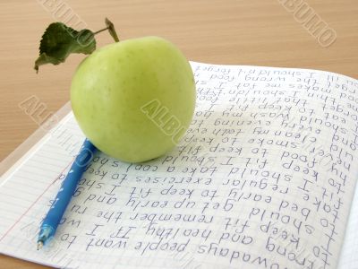 apple with notebook