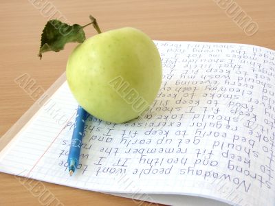 apple with notebook
