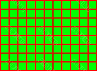 green squares on red background