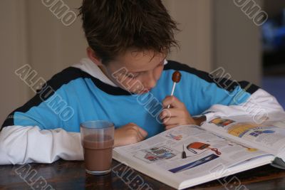 Boy reading.