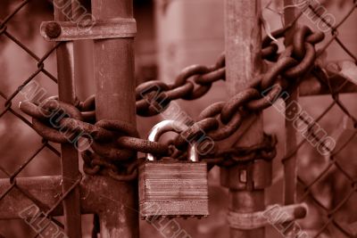 rusty locked gate