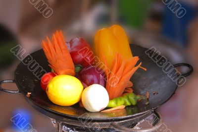 Vegetables in frying pan