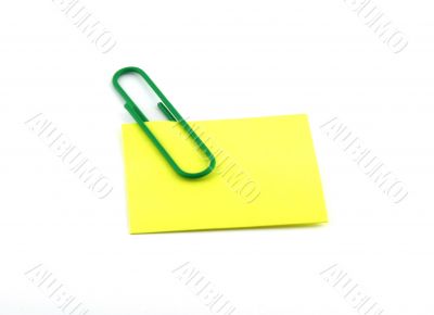 A paper clip and sticker.