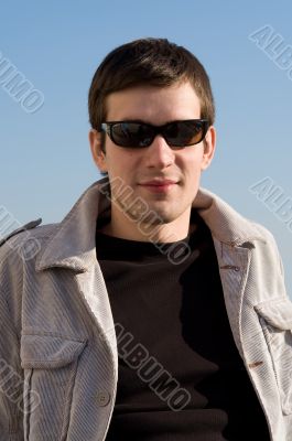 man in black glasses