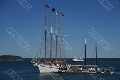 Tall ship in harbor