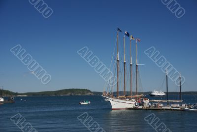 Tall ship in harbor