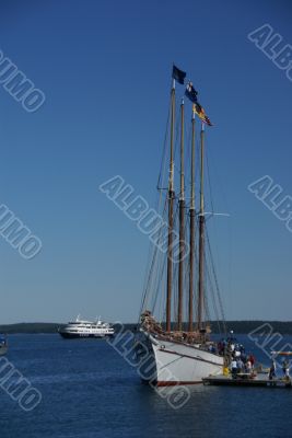 Tall ship in harbor