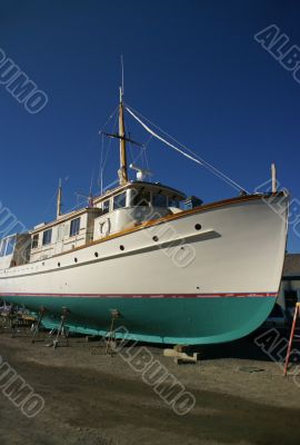 Large boat in dry dock